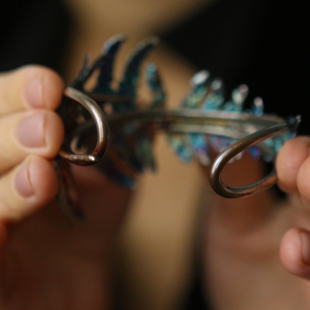 Fern leaf bracelet in colored silver - Picture 3 of 6